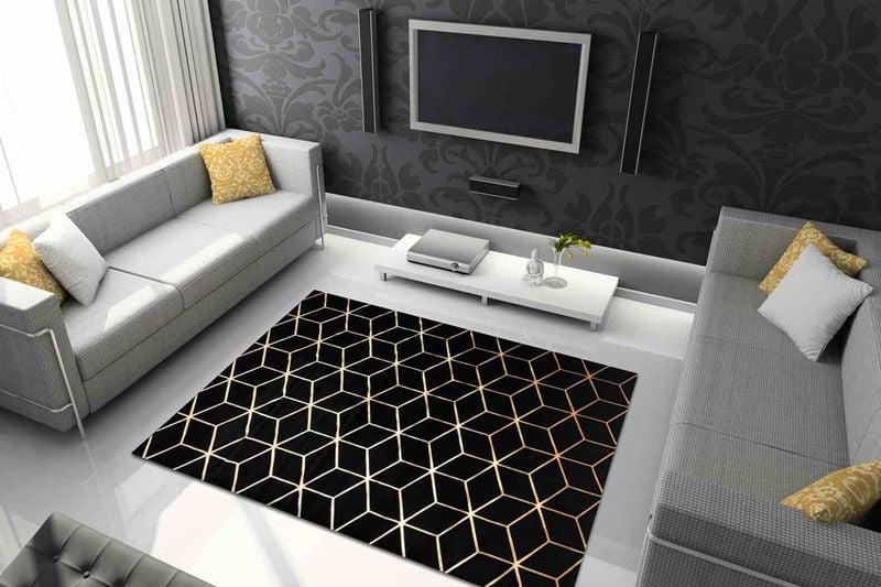 RUG/LU/MOSSE/HEXAGON2/BLACK+GOLD/80x150 zdjęcie 2