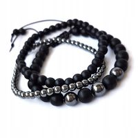 BRANSOLETKA MĘSKA 3 szt ONYKS HEMATYT HiT!!!!!!!!!