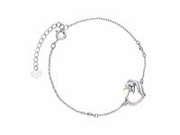 Rodowana srebrna bransoletka gwiazd celebrytka serce jednorożec cyrkonie srebro 925 Z1728BGR_LPBL