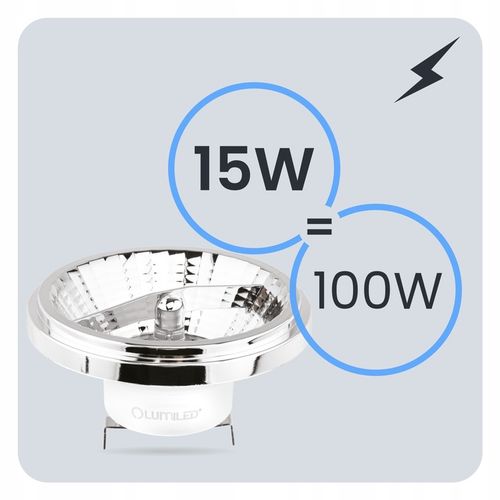 Żarówka LED G53 AR111 GU10 15W = 100W 1521lm 4000K 24° 12V Srebrna na Arena.pl