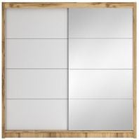 Szafa przesuwna z lustrem WERONA 200 cm dąb wotan/biały mat