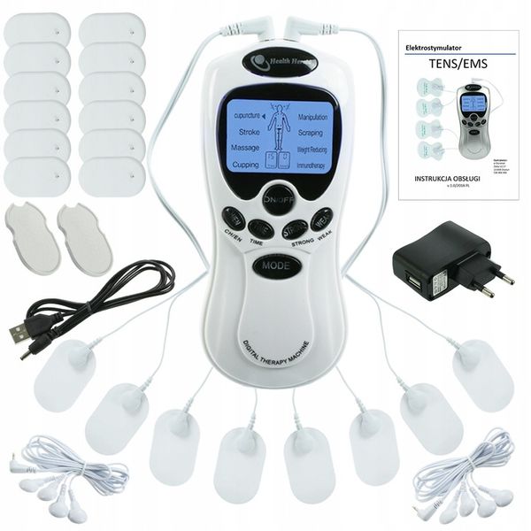 ELEKTROSTYMULATOR MIĘŚNI I NERWÓW TENS EMS ZESTAW ELEKTRODY PADY 2 KANAŁY zdjęcie 7