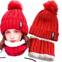 CZAPKA I KOMIN ZESTAW DAMSKA ZIMOWA OCIEPLANA