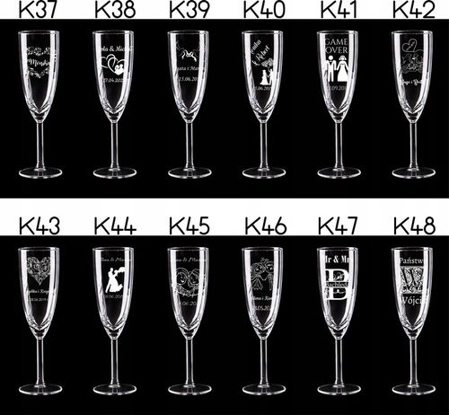 KIELISZKI DO SZAMPANA Z GRAWEREM ŚLUB PREZENT 2szt na Arena.pl