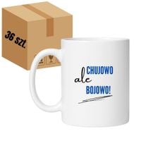 KUBEK "CHUJOWO ALE BOJOWO" Wzór - Klasyczny Biały 330 ml - 36 sztuk