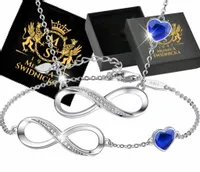 Bransoletka Naszyjnik Srebrny 925 Zestaw Prezent Urodziny Rocznica Cyrkonie