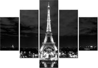 70 100CM OBRAZ 5 ELEM WIEŻA EIFFLA BLACKANDWHITE DRUK PŁÓTNO