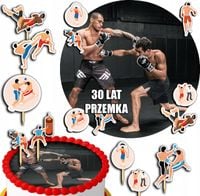 ZESTAW OPŁATEK NA TORT 30CM + TOPPERY PAPIEROWE - MMA WALKA 24CM 26CM