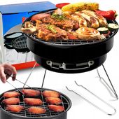 OKRĄGŁY GRILL OGRODOWY PRZENOŚNY WĘGLOWY SKŁADANY TURYSTYCZNY NA BIWAK