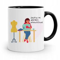 Kubek Czarny Dla Krawcowej Zaufaj Mi! Prezent Z Nadrukiem Ze Zdjęciem