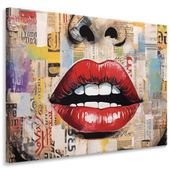 Obraz Ścienny ABSTRAKCJA Portret Czerwone Usta Pop-Art 100cm x 70cm