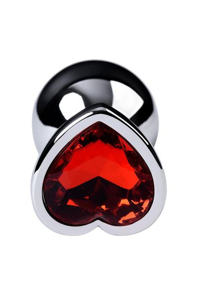 silver anal plug with pink gem heart-shaped zdjęcie 4