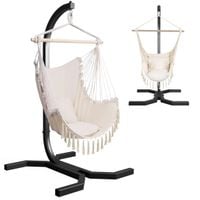 STELAŻ KOKON KRZESŁO Brazylijskie BEŻOWE BOHO Wygodne, FOTEL WISZĄCY KSOZ025C