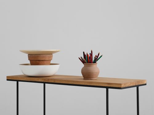 Konsola WALT SOLID WOOD 100 - dąb, czarny, do przedpokoju na Arena.pl