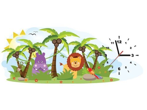 100X40CM ZEGAR LEW HIPOPOTAM DŻUNGLI OBRAZ na Arena.pl