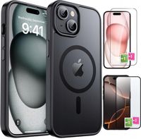 Etui do iPhone 15 do MagSafe MATT CASE WZMACNIANE 360° + 2x Szkło na ekran