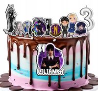 OPŁATEK ZESTAW NA URODZINY WEDNESDAY ADDAMS + IMIĘ