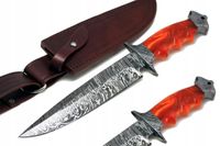 Nóż myśliwski ręcznie wykonany wojskowy BOWIE stal DAMASCEŃSKA żywica ETUI