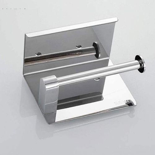 Uchwyt Na Papier Toaletowy Z Półką Wieszak Metalowy Srebrny Samoprzylepny na Arena.pl