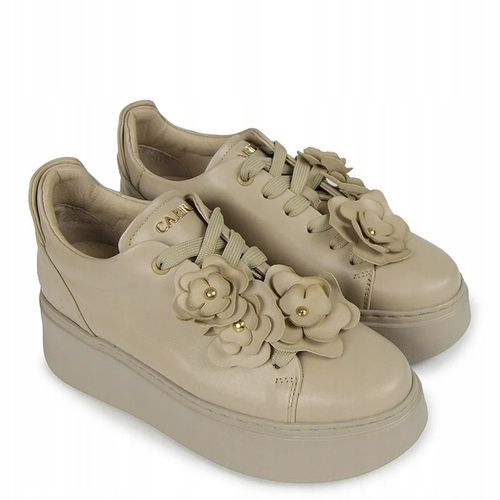 Beżowe półbuty sneakersy Carinii B10025-T43 skóra platforma modne r.39 na Arena.pl