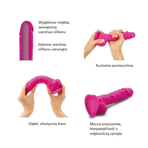 strap-on-me sliding skin model fuchsia m silikonowy, elastyczny 13,4 cm na Arena.pl