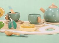 Drewniany Serwis dla Dzieci do Herbaty Kawy Zestaw Kawowy Filiżanki Zastawa