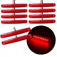 ZESTAW 10x LAMPA OBRYSOWA CZERWONA 9 LED diodowa OBRYSÓWKI 12V 24V