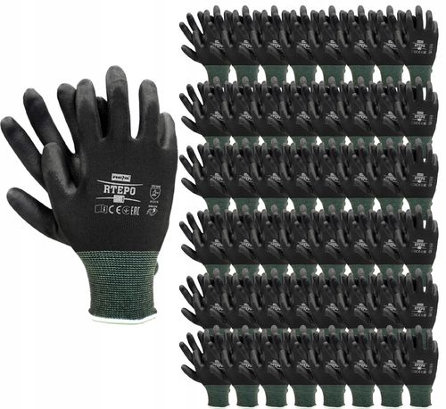 rękawice robocze / czarne / rozmiar: 7 - s / rtepo_bb7 - 120 szt. na Arena.pl