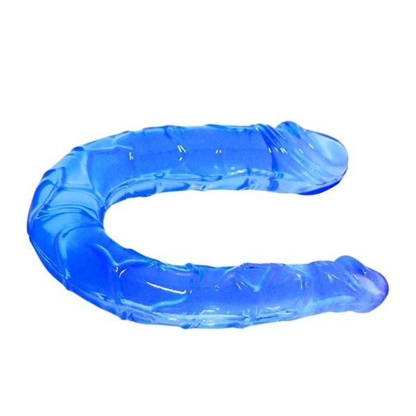 Żelowe Dildo Podwójne - Dwustronny Penis Double Dong - Fiolet zdjęcie 3