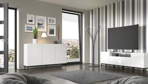 Komoda Diuna 3D 145 cm biały mat na ramie złotej lub czarnej na Arena.pl