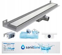 Odpływ liniowy PRZYŚCIENNY SANITLINE 2w1 POD PŁYTKĘ lub GŁADKI 90 cm NISKI