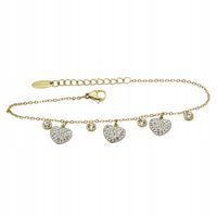 Bransoletka celebrytka Serduszka z cyrkoniami i kryształki kolor złoty