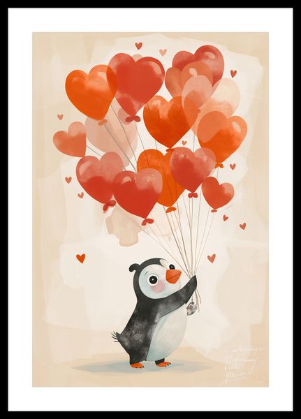 Plakat 30x45cm Pingwinek z Balonami zdjęcie 3
