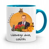 Kubek Błękitny Donald Tusk Po Platforma Prezent Z Nadrukiem Ze Zdjęciem
