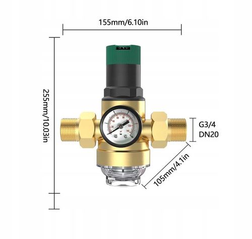 REDUKTOR CIŚNIENIA WODY MOSIĘŻNY 1" DN25 Z FILTREM I MANOMETREM 3/4 na Arena.pl
