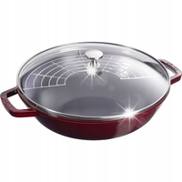 Staub Wok żeliwny z pokrywką 30 cm, grenadynowy FRANCUSKI