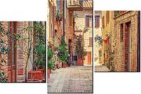 60 90CM OBRAZ 3 ELEM STARA ALEJKA TOSKANII ŚCIENNY DRUK PŁÓTNO