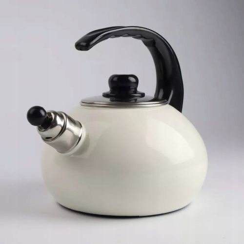 CZAJNIK EMALIOWANY NOWOCZESNY ECRU Z GWIZDKIEM STAL 2,5 L INDUKCJA GAZ na Arena.pl