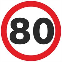 Naklejka OGRANICZENIE PRĘDKOŚCI 80 km/h śr. 18 cm