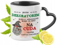 Dla Dekoratora Kubek Czarny Z Uszkiem W Kształcie Serca Na Prezent