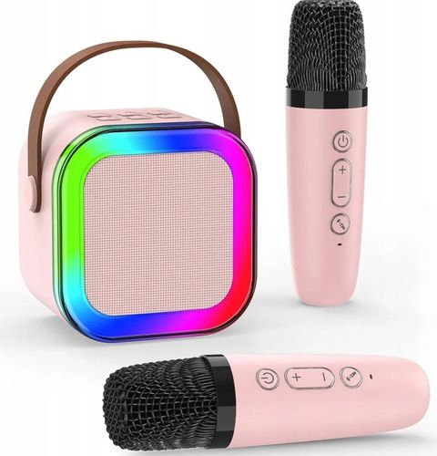 ZESTAW KARAOKE BEZPRZEWODOWY PRZENOŚNY 2x MIKROFON + GŁOŚNIK BLUETOOTH RGB na Arena.pl