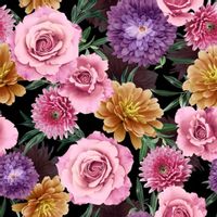 Zasłona VELVET 150cm z motywem KWIATY 3D-METRAŻ