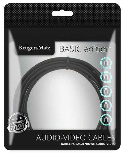 Kabel jack 3.5 wtyk stereo - 3.5 gniazdo stereo 1m  Kruger&Matz Basic na Arena.pl