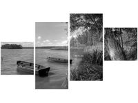 90CM 160 OBRAZ 4 ELEM ŁÓDKI JEZIORZE ŚCIENNY