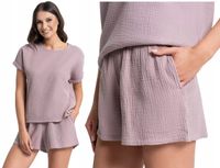 Damska Piżama Muślinowa z Krótkim Rękawem i Spodenkami Bawełniana MORAJ S