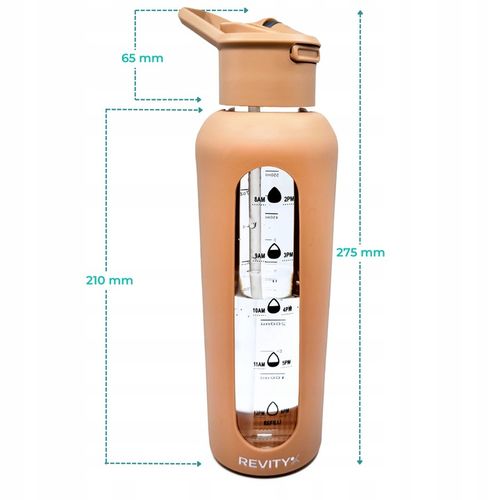 SZKLANA BUTELKA NA WODĘ BIDON SHAKER Z MIARKĄ I DZIUBKIEM SILIKONOWE ETUI na Arena.pl