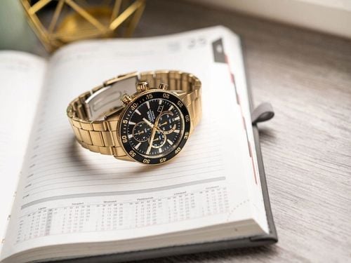 MĘSKI ZEGAREK LORUS RM330JX9 ZŁOTY NA BRANSOLECIE CHRONOGRAF DATA 100M na Arena.pl