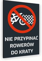 Tabliczka znak informacyjny 40x30 Antracyt NIE PRZYPINAĆ ROWERÓW Aluminiowa