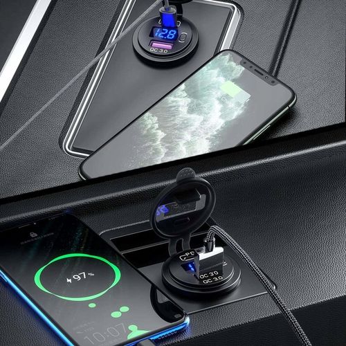 Ładowarka samochodowa USB QC 3.0 USB-C C PD gniazdo zapalniczki Woltomierz na Arena.pl