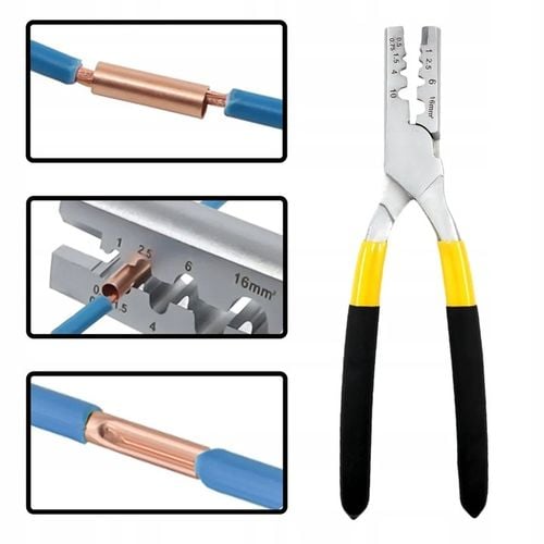 ZACISKARKA PRASKA DO KABLI PRZEWODÓW TULEJEK KOŃCÓWEK 0,5-16 MM na Arena.pl